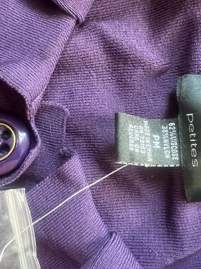 Cable & Gauge Purple Rib Knit Top with Button Accent